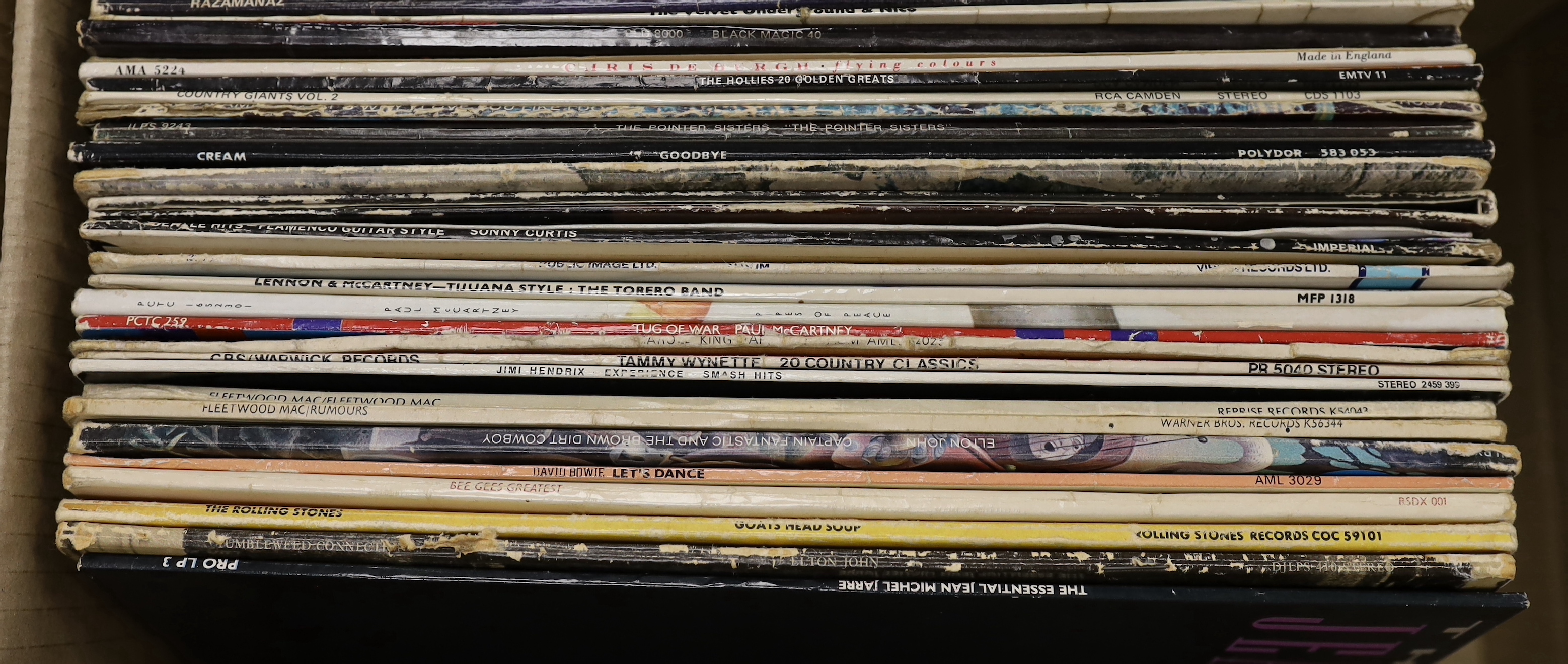 Fifty-eight mostly 1970's/80's LPs etc., including Jimi Hendrix, Tammy Wynette, Paul McCartney, Pink Floyd, Led Zeppelin, cream, The Pointer Sisters, The Hollies, The Velvet Underground, Rolling Stones, The Who, the Beat